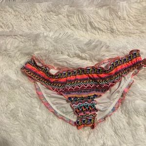 Victoria Secret Tangerine Multi Aztec Print Ruffle Cheeky Bikini Bottom …